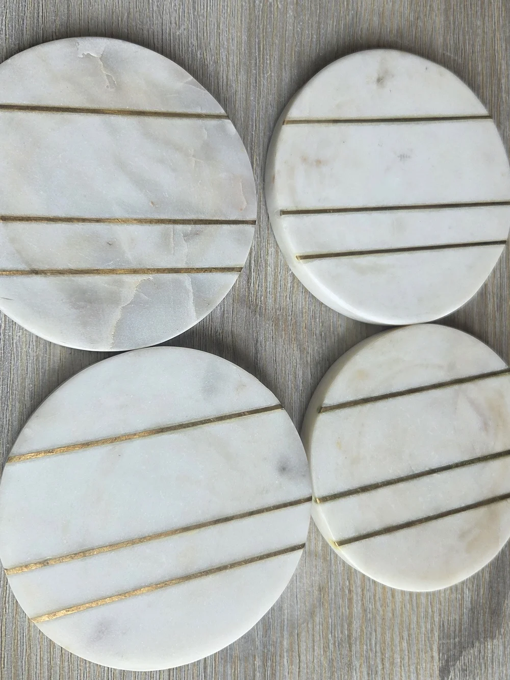 Set of 4 Marble Coasters with Gold Inlay